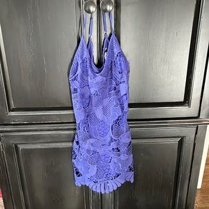 Purple spaghetti strap crochet dress